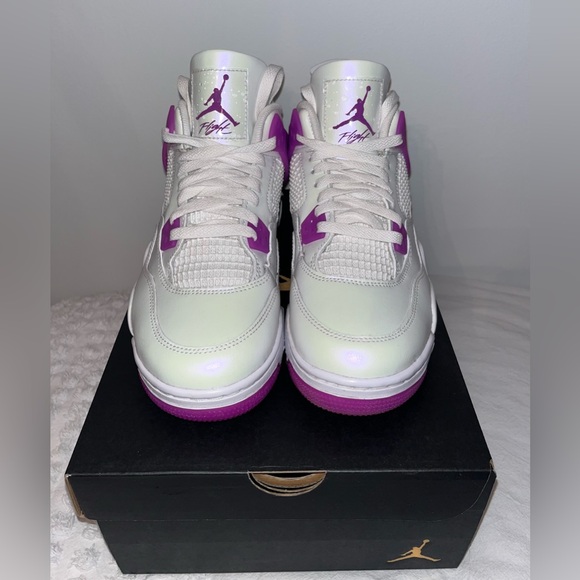 Jordan 4 Retro Edge OG GS White/ Hyper Violet / 7Y - Picture 4 of 6